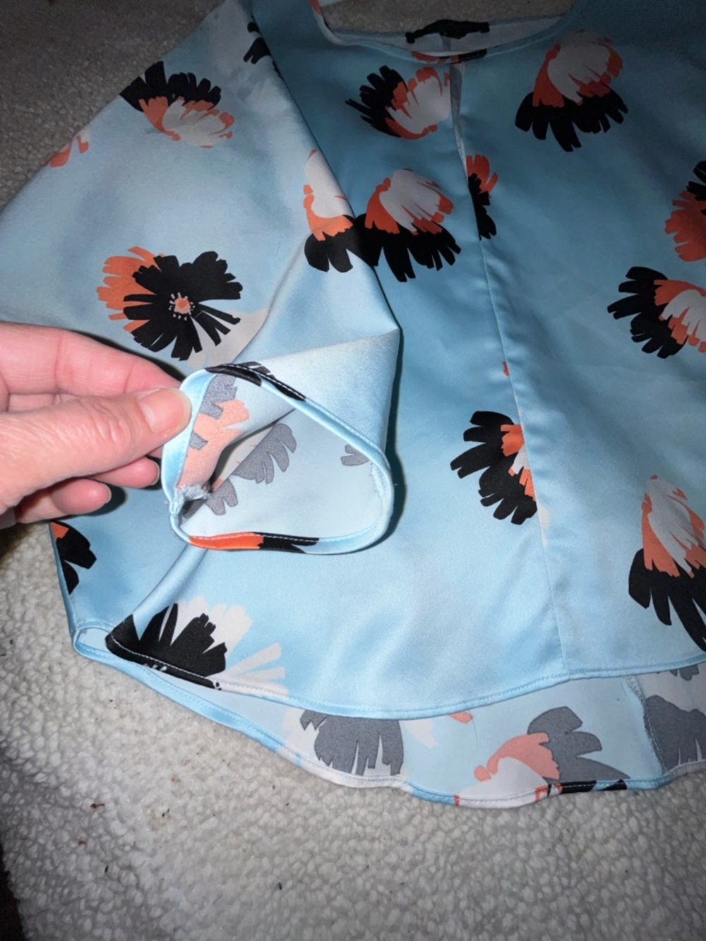 Light Blue Floral Satin Blouse - Marc New York (Andrew Marc) Brand Wmns Size M - Picture 5 of 11